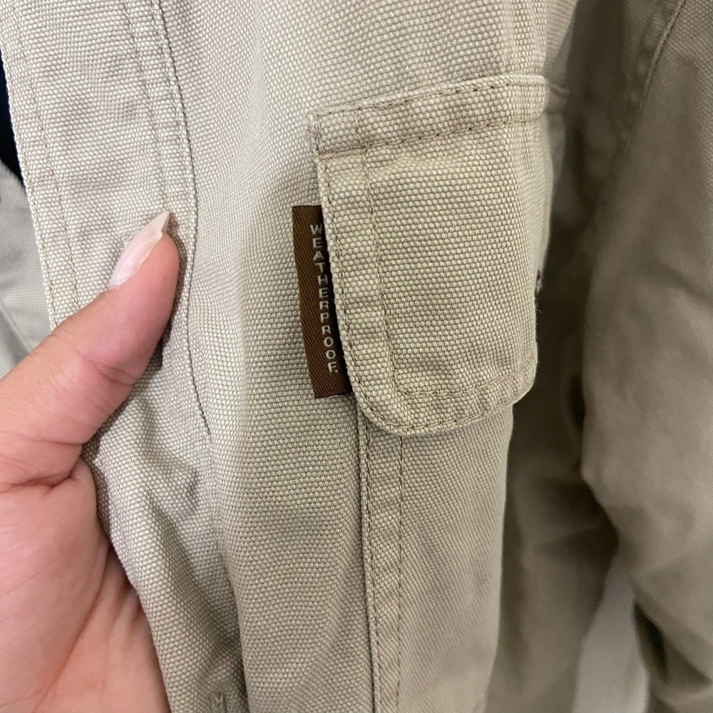 WEATHERPROOF Mens XL Tan Plaid Lined Work Utility Jacket Barn Coat Chore READ - Picture 5 of 5